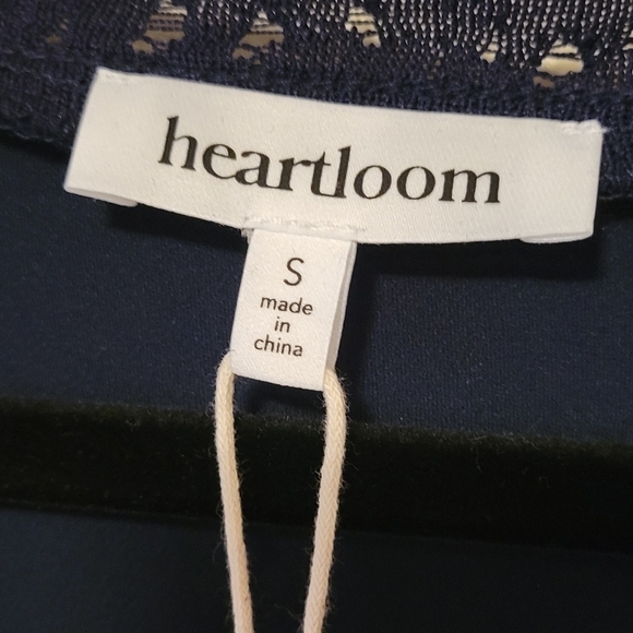 NWT Heartloom Reeve Dress Navy Blue Side Slit Satin Slip Lace Women's Small - Picture 4 of 10